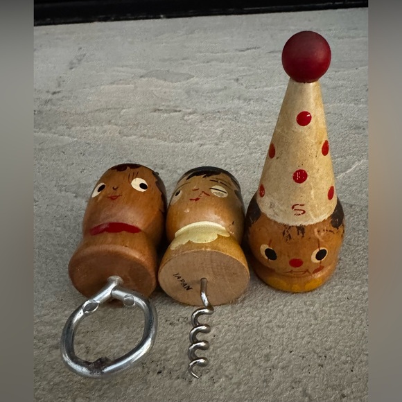 Mid-Century Figural Wood Corkscrew Bottle Opener and Salt and Pepper Shaker Set - Picture 4 of 8